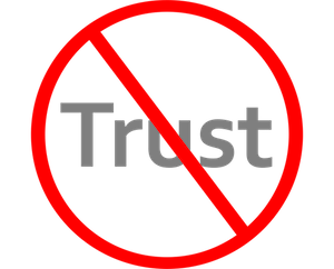 Red circle with a line through trust